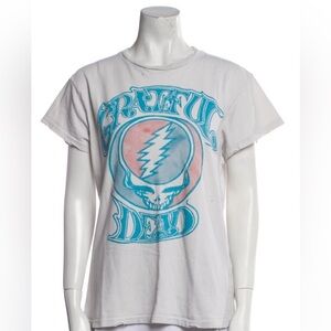 MadeWorn White Tee with Blue and Pink Graphic